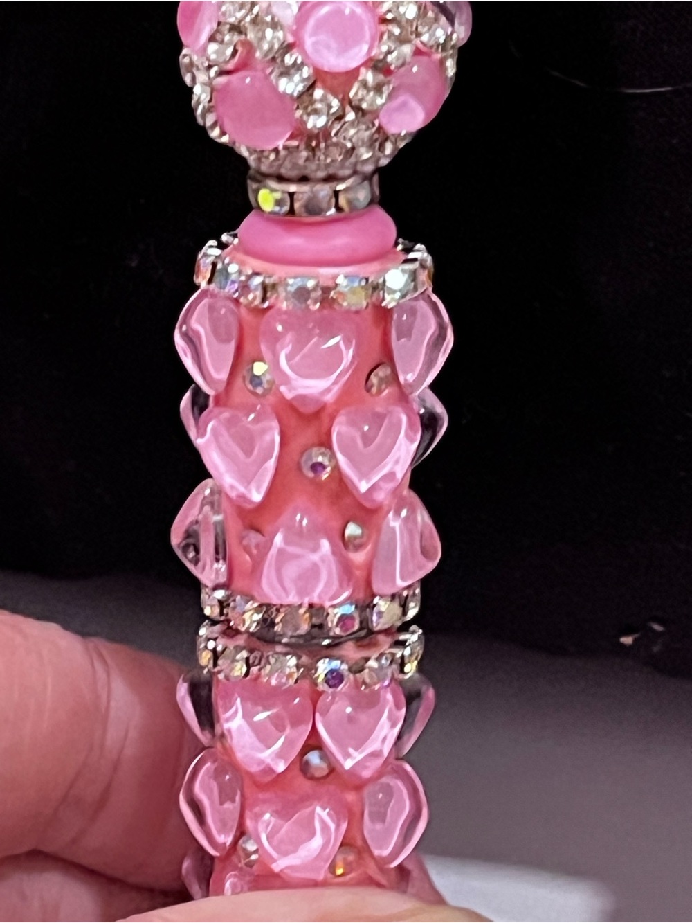 Chanel Pink Heart Logo silicone focal fancy Beaded pen - Picture 5 of 10